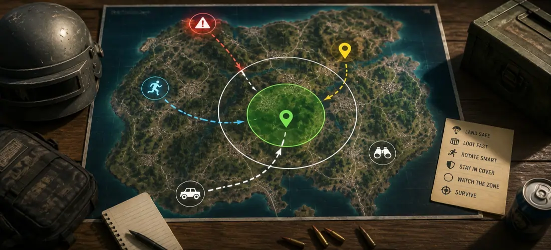 آموزش حرفهای چرخش در مپ (Rotation) در PUBG Mobile