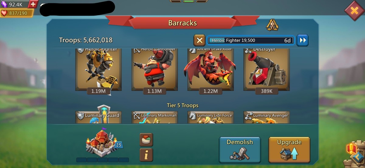 اکانت بازی لردز موبایل دارای t5