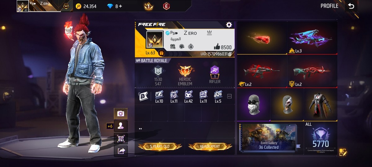 اکانت فری فایر آس