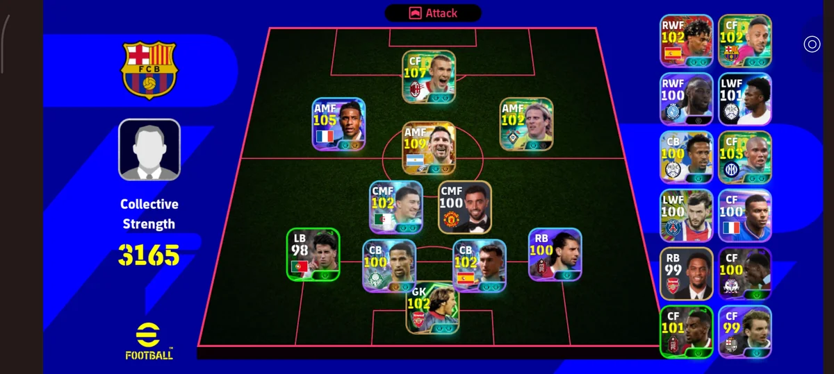 اکانت ناب سه تا غیر رایگان اکانت سفید اولیسه ۱۰۵ شوچنکو ۱۰۷ مسی بیگ ۱۰۹🔥🔥