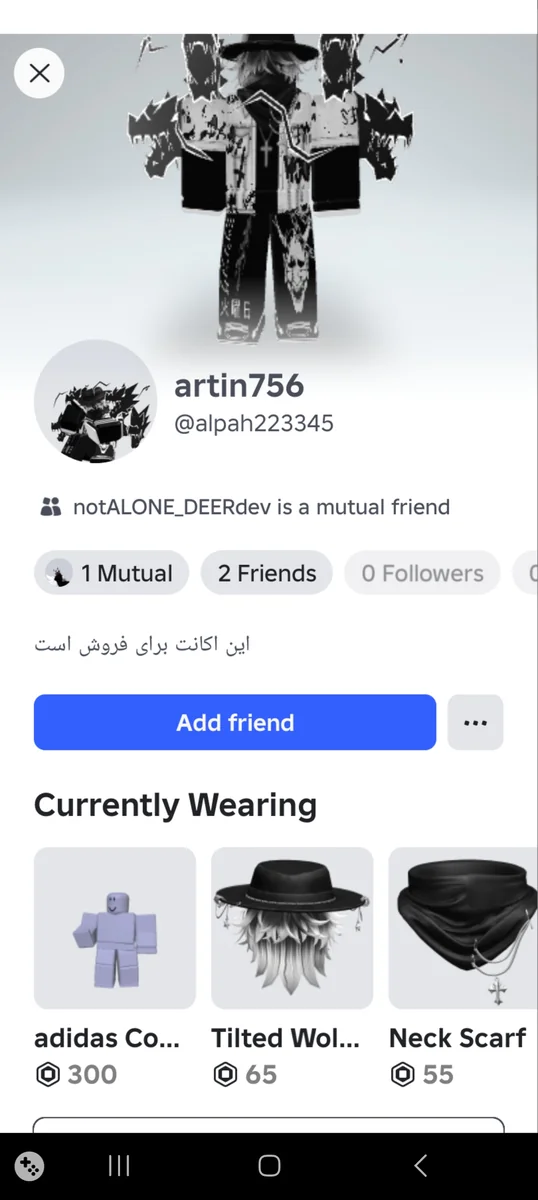 فروش اکانت روبلاکس +۷۰۰ روباکس سر اسکین و چت باز با قیمت فوق ارزان