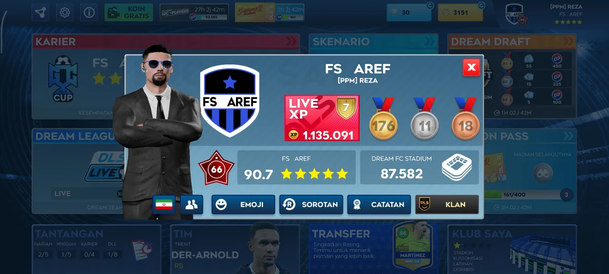 فروش اکانت Dream League Soccer 2026 | تیم قوی + استادیوم 87K + XP بالا
