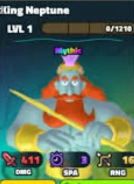کارکتر King Neptune بازی Level 1 - Spongebob Tower Defense - بدون رول - Mythic