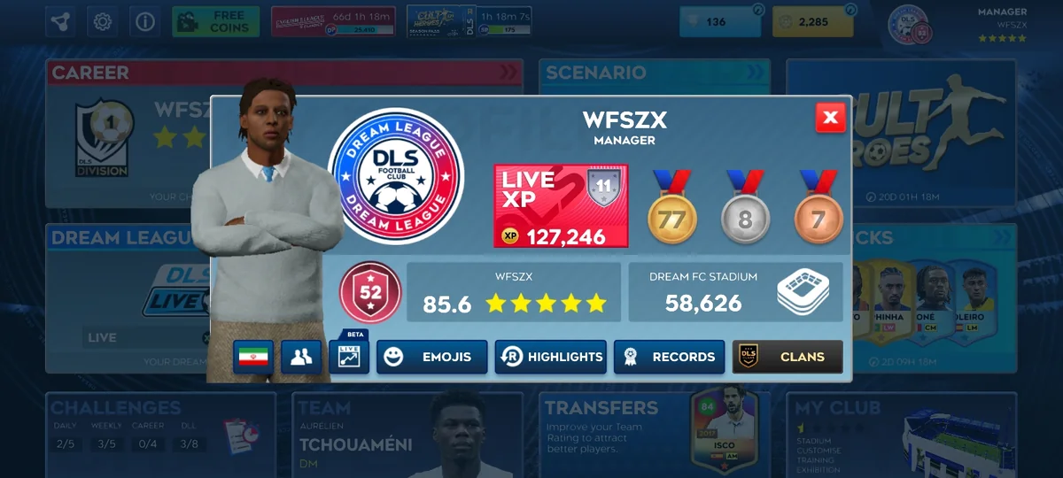 اکانت Dream League 2026 لول 52 برای فروش