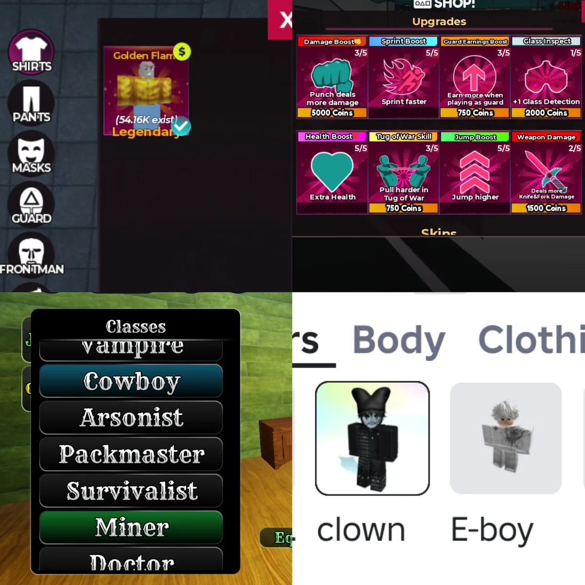 اکانت روبلاکس مخصوص گیم squid game x و dead raills