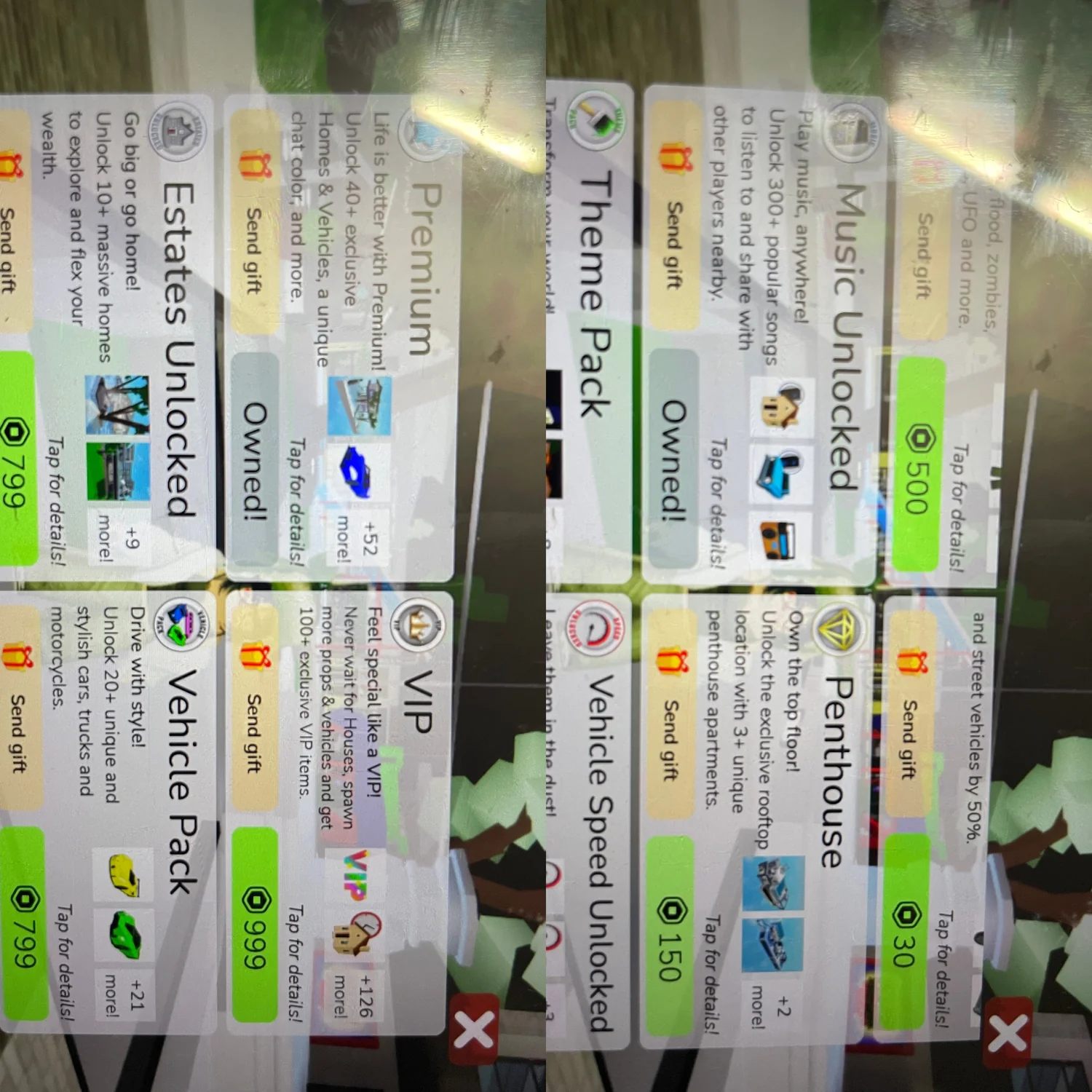 اکانت روبلاکس دارای ۳۲ روباکس و دو گیم پس معروف در بروکهاون