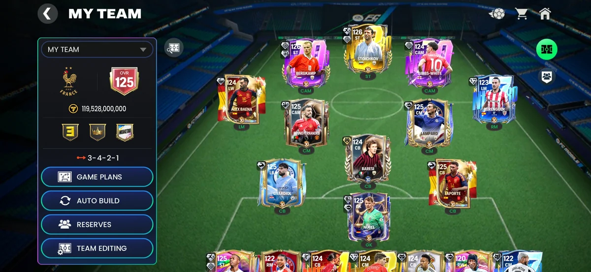 اکانت FC Mobile ovr125.با کلی بازیکن شاخص دنیا